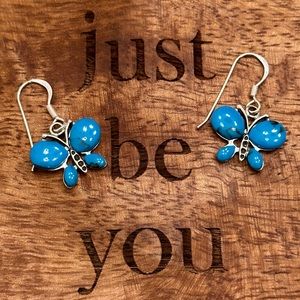 Turquoise butterfly sterling silver earrings